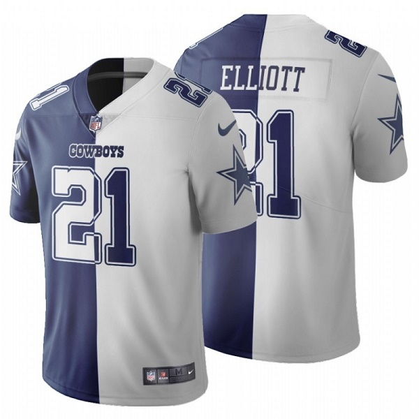 Men's Dallas Cowboys #21 Ezekiel Elliott Navy White Split Vapor Untouchable Limited Stitched Jersey